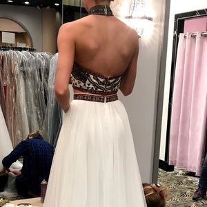 Sherri Hill Two Piece High Neck Halter Prom Gown